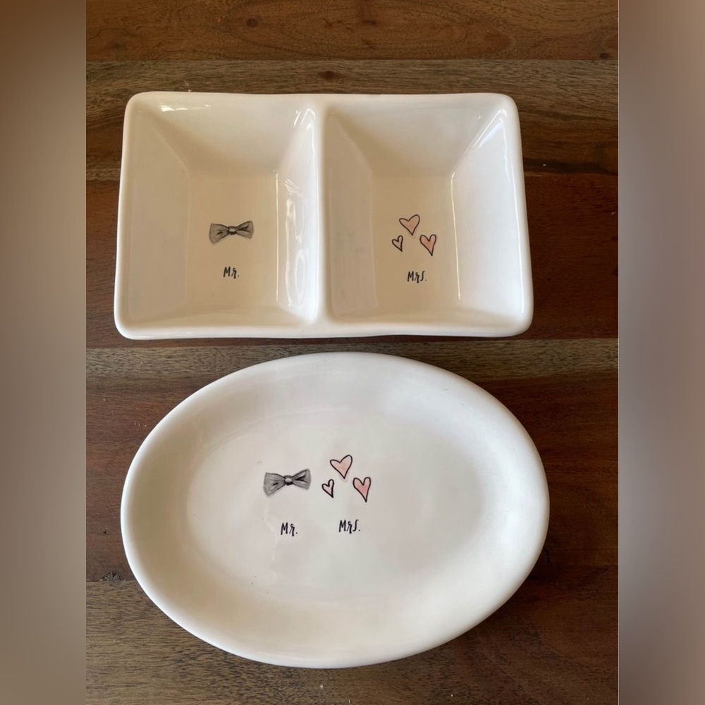 Rae Dunn Mr and Mrs tray and dish
